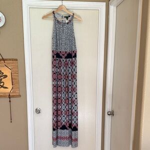 Maggy London Printed Maxi Dress in Pink & Gray